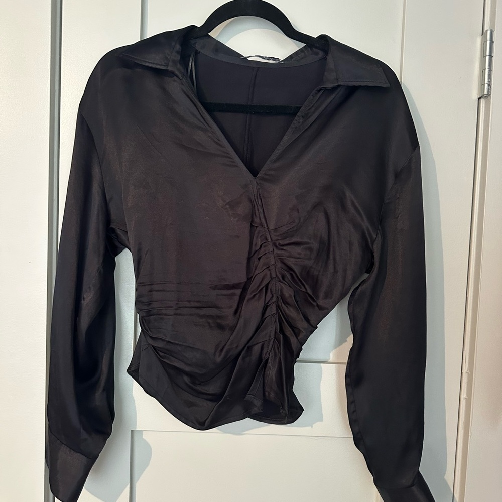 Zara Black Ruched Women's Top